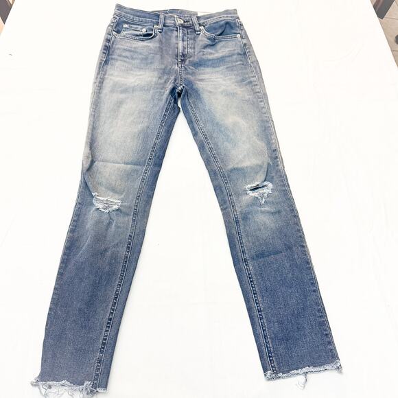 Rag & Bone High Rise Ankle Skinny Denim Jeans Raw Hem W1566K520ALC ALEC Size 26 - Picture 2 of 8